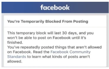Facebook content block notice