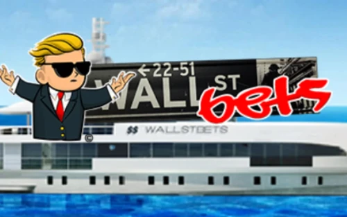 A boat that says bets witha cartoon Donald Trump onboard