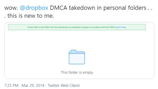 Dropbox DMCA notice